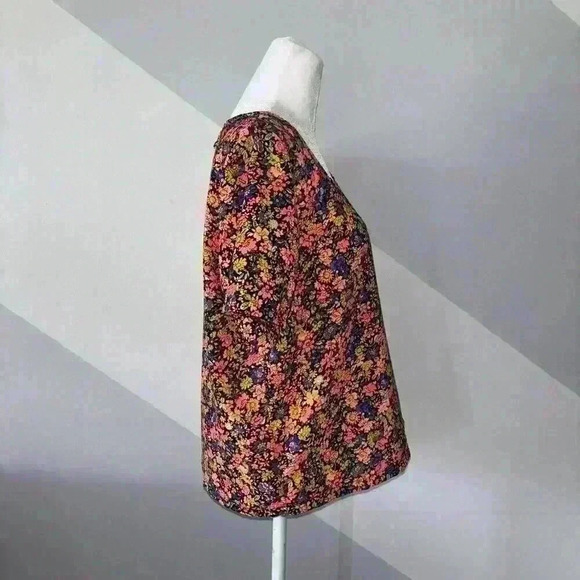 Fun & Flirt Womens Short Sleeve Neon Floral Top Size Large - Picture 4 of 10